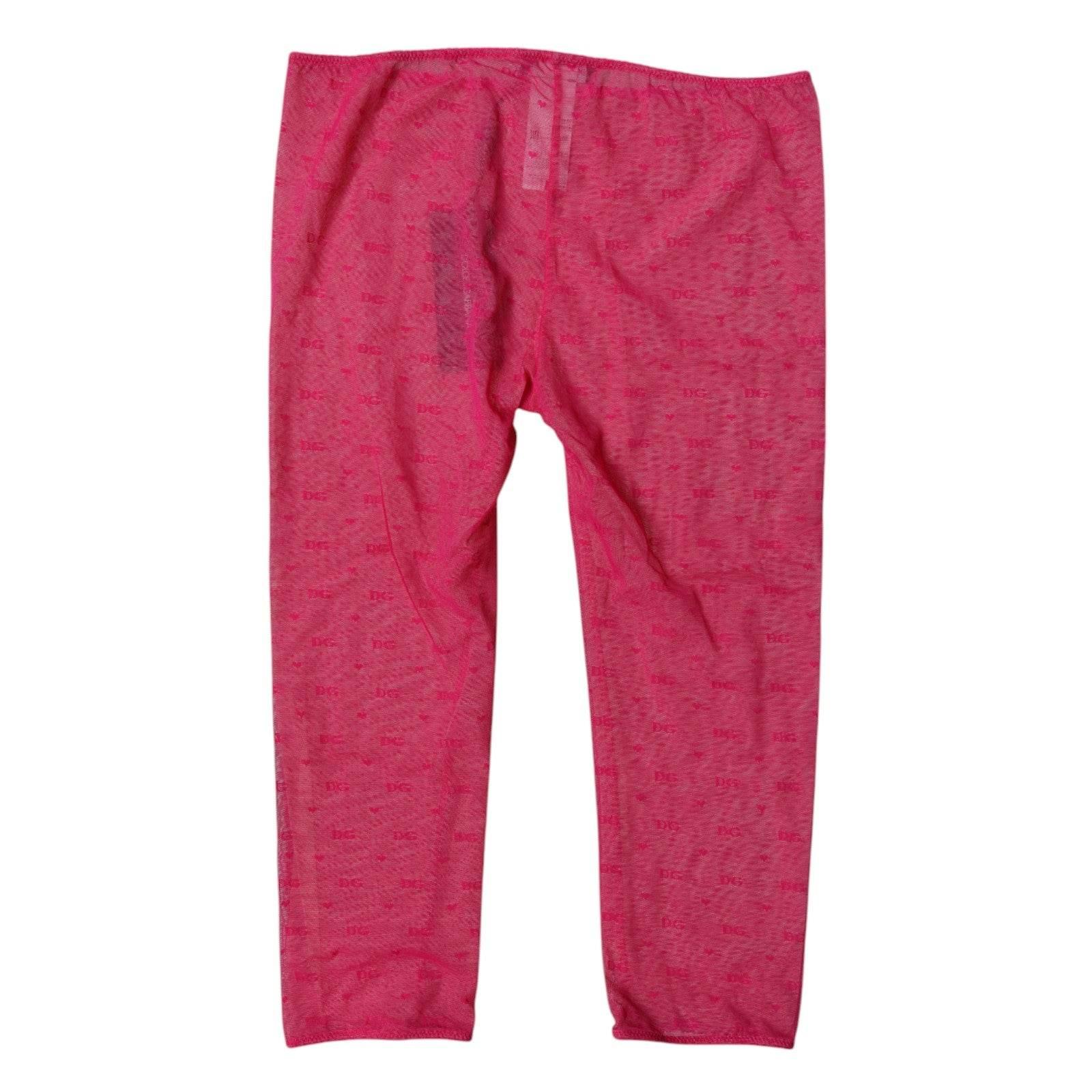 Dolce & Gabbana Fuchsia Logo Lace Lingerie Cropped Tight Underwear - Hilstor