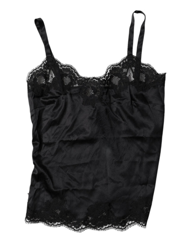 Dolce & Gabbana Black Lace Silk Blend Camisole Top Underwear - Hilstor