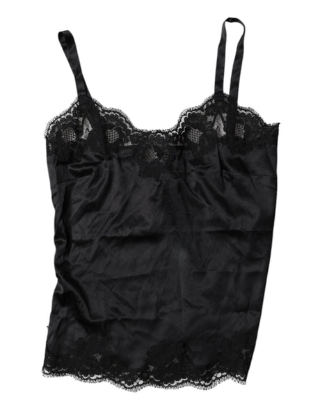 Dolce & Gabbana Black Lace Silk Blend Camisole Top Underwear - Hilstor