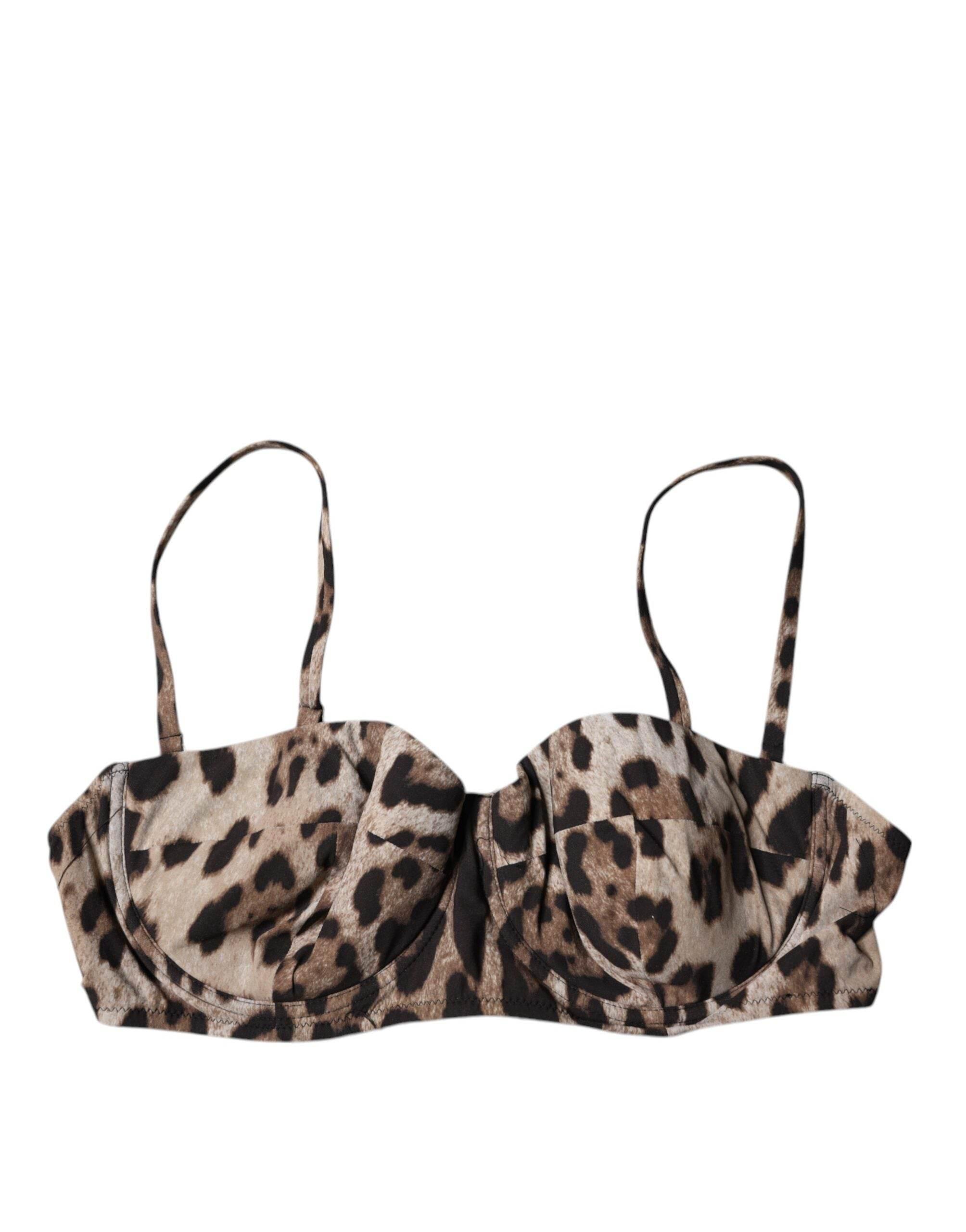 Dolce & Gabbana Brown Leopard Nylon Balconcino Bra Underwear - Hilstor