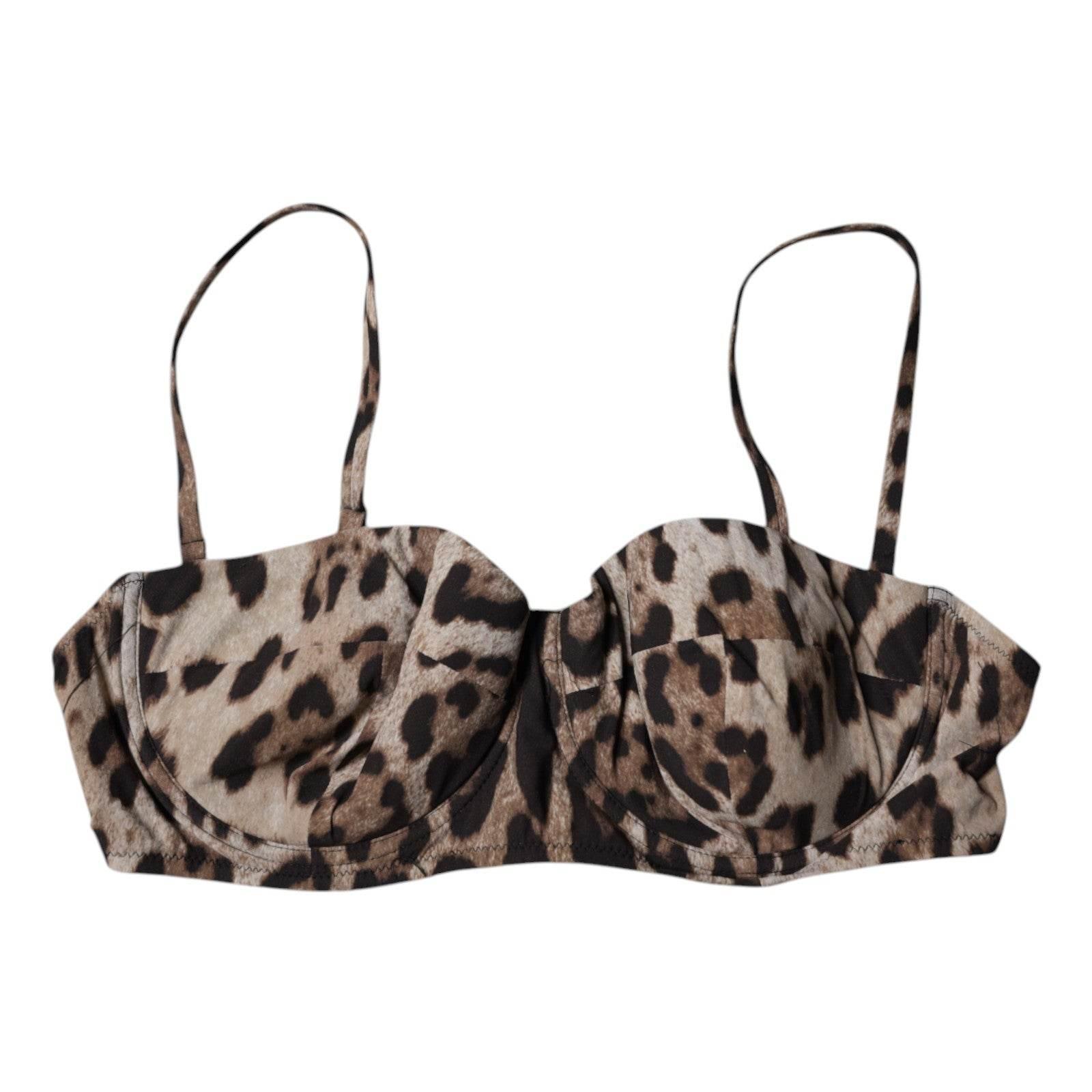 Dolce & Gabbana Brown Leopard Nylon Balconcino Bra Underwear - Hilstor