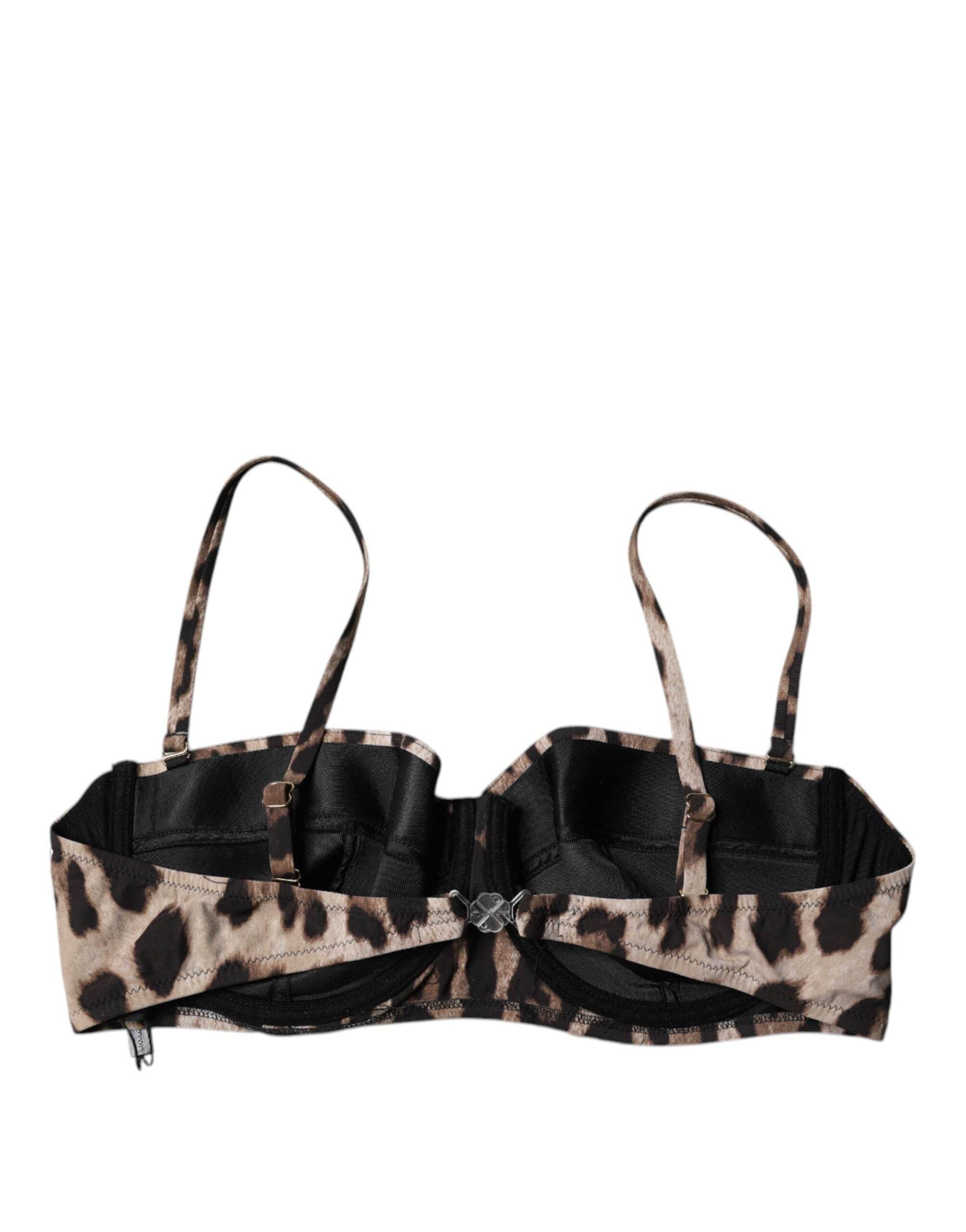Dolce & Gabbana Brown Leopard Nylon Balconcino Bra Underwear - Hilstor