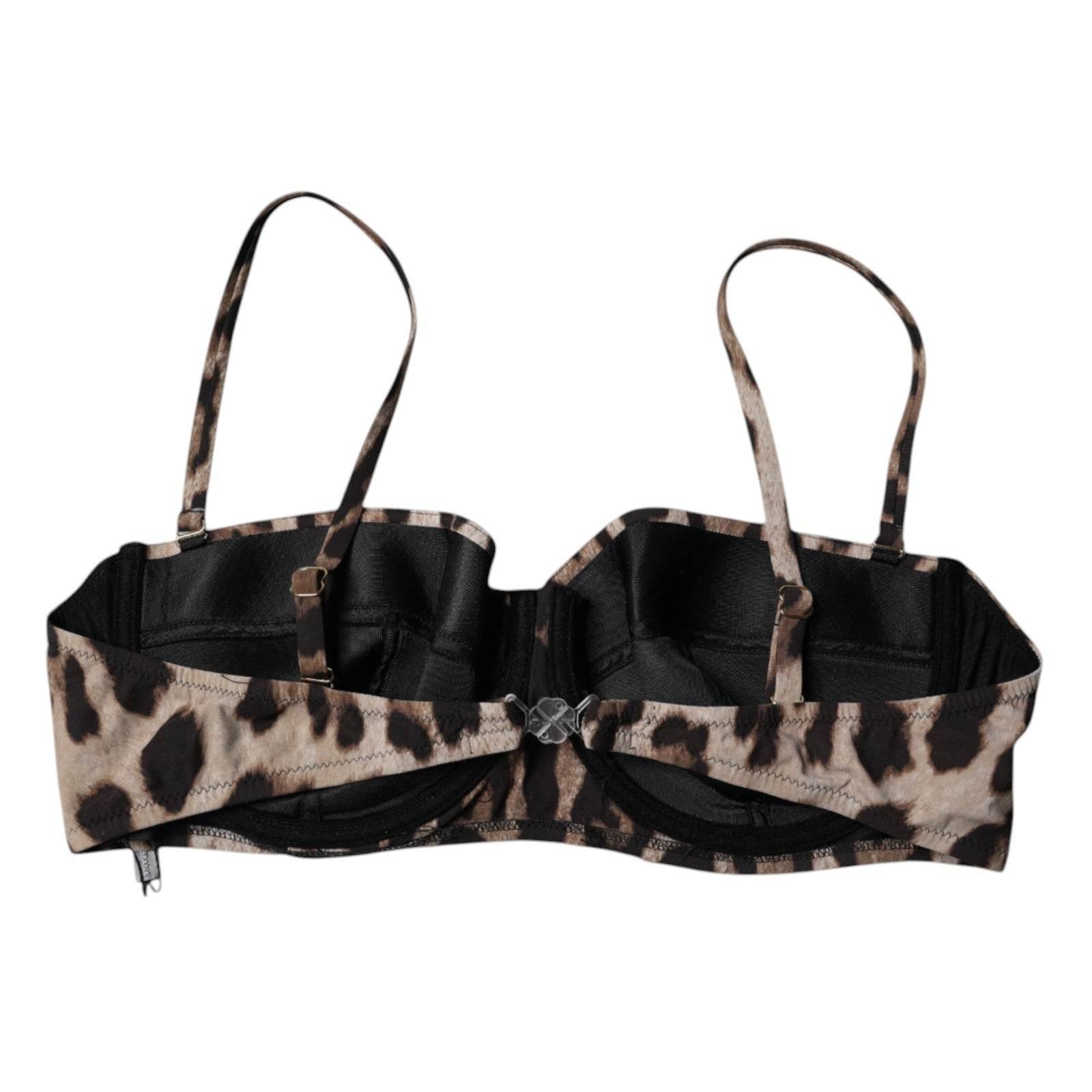 Dolce & Gabbana Brown Leopard Nylon Balconcino Bra Underwear - Hilstor