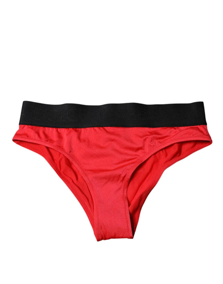 Dolce & Gabbana Red Nylon Stretch Mid Waist Panty Underwear - Hilstor