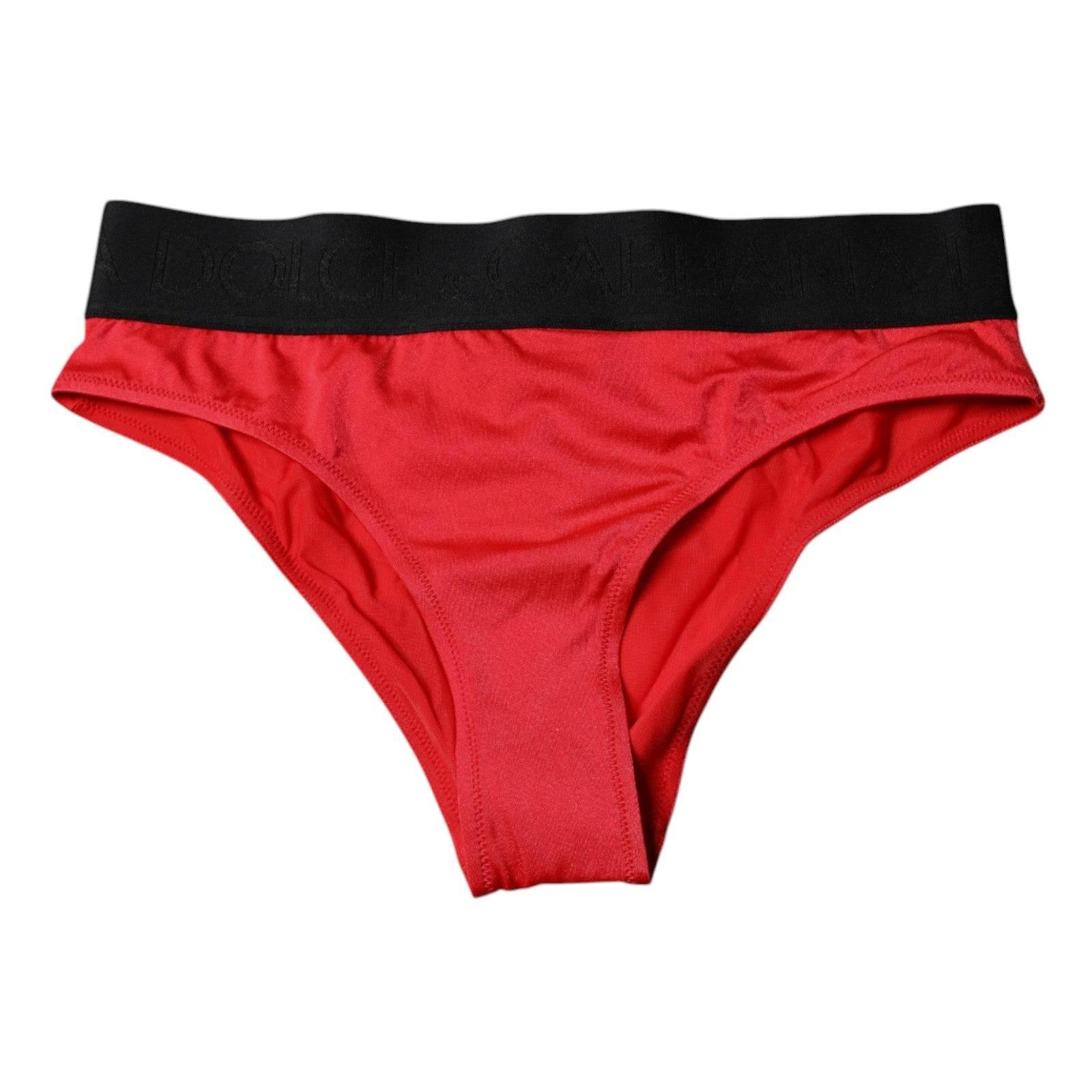 Dolce & Gabbana Red Nylon Stretch Mid Waist Panty Underwear - Hilstor
