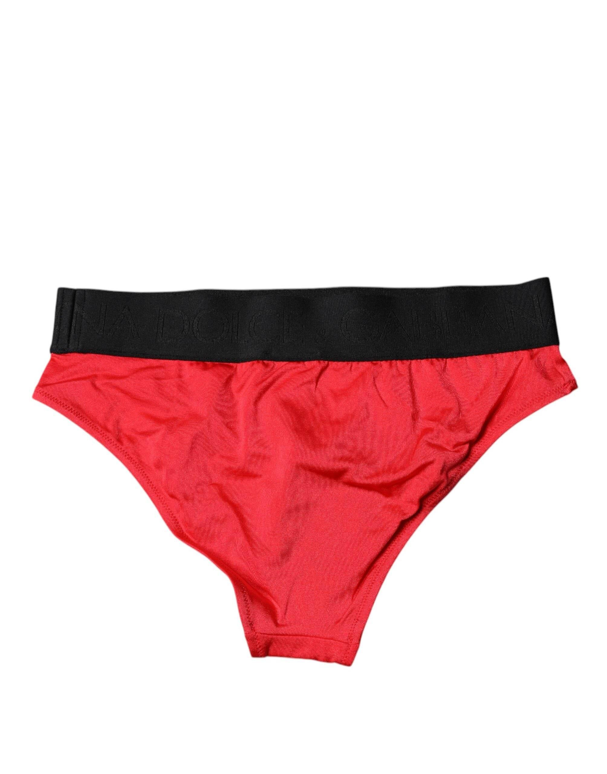 Dolce & Gabbana Red Nylon Stretch Mid Waist Panty Underwear - Hilstor