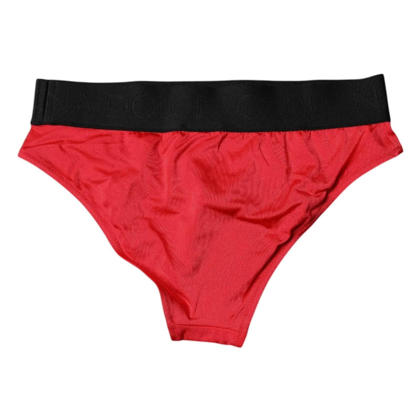 Dolce & Gabbana Red Nylon Stretch Mid Waist Panty Underwear - Hilstor