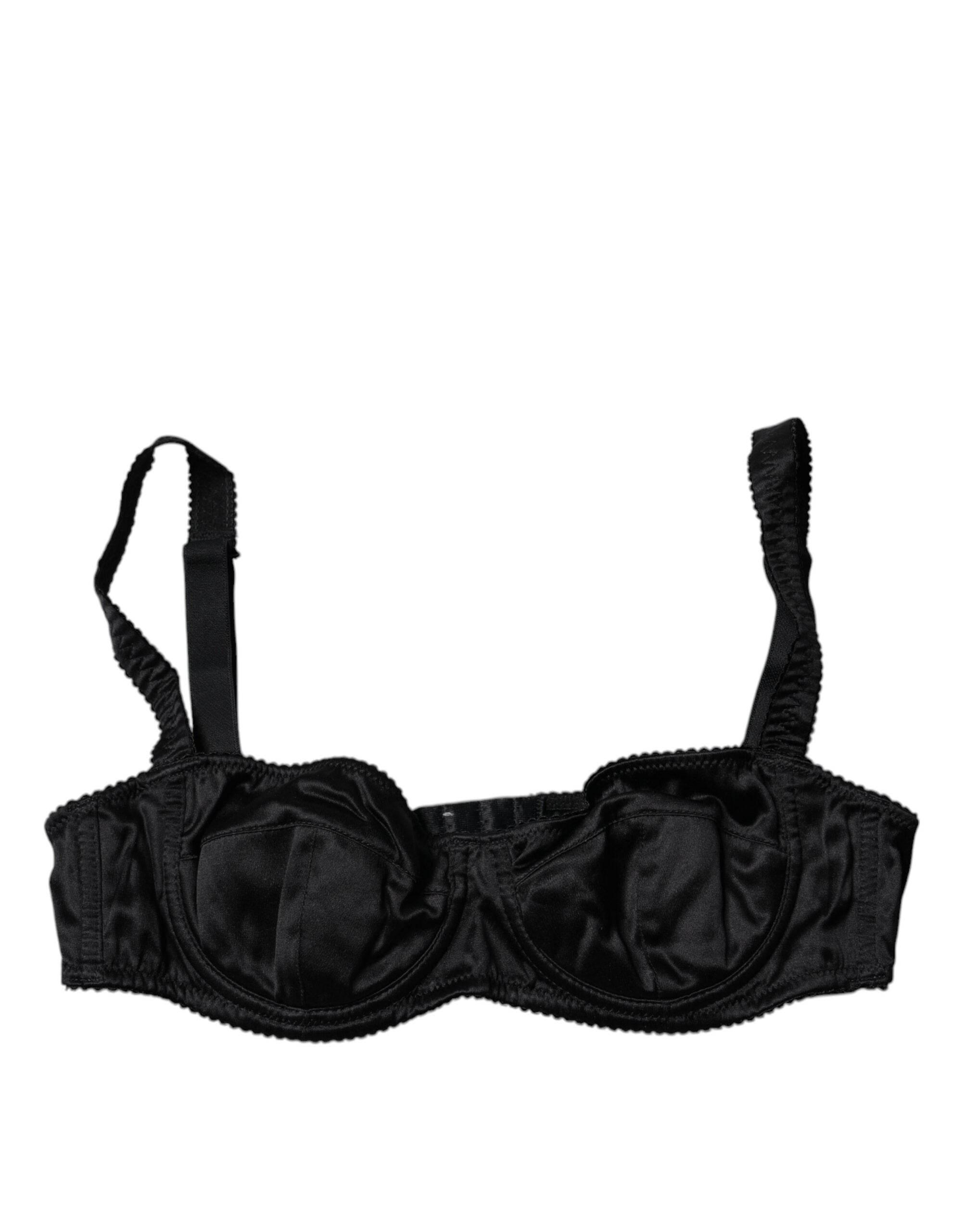 Dolce & Gabbana Black Silk Stretch Balconette Brassiere Underwear - Hilstor