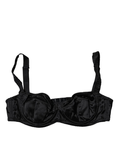 Dolce & Gabbana Black Silk Stretch Balconette Brassiere Underwear - Hilstor