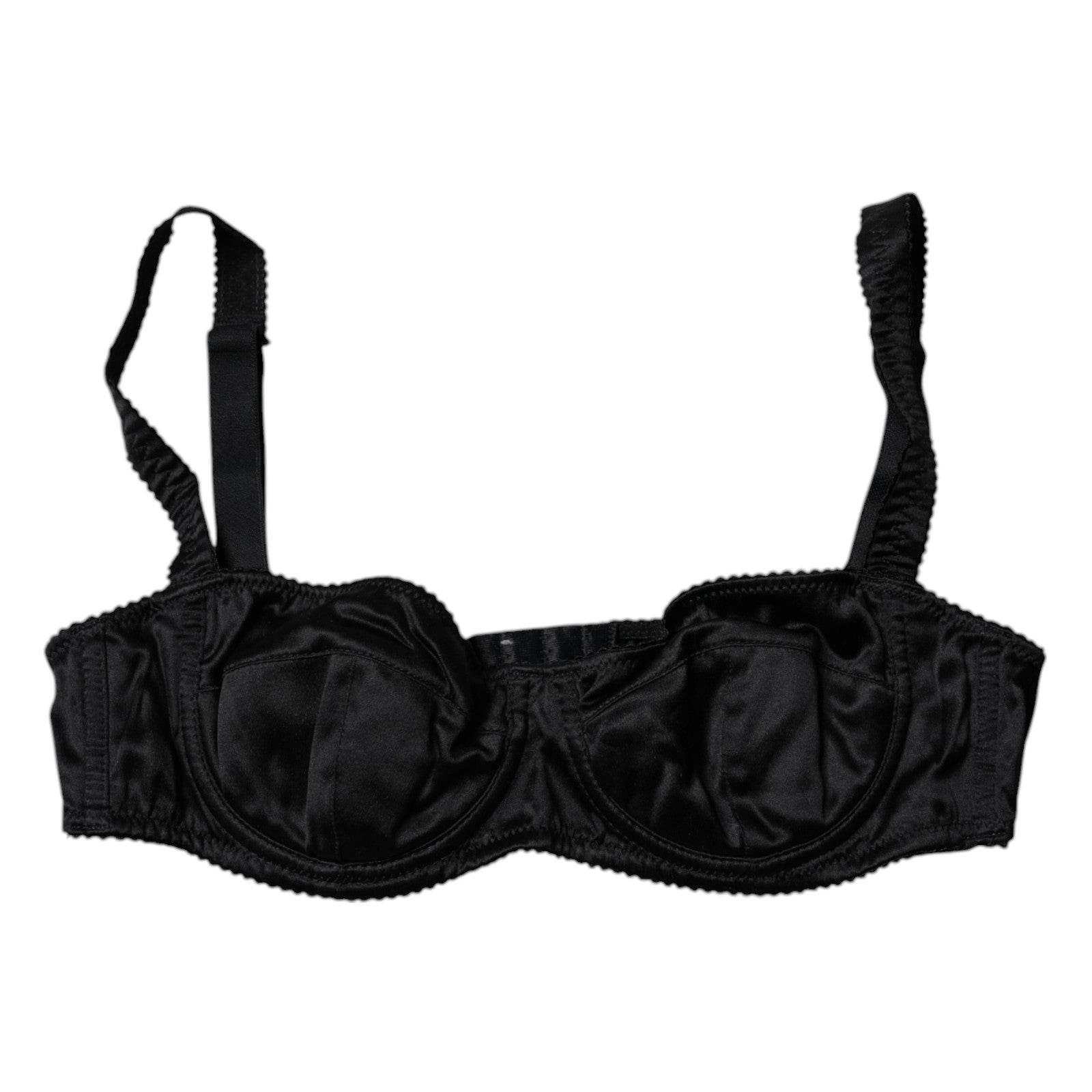 Dolce & Gabbana Black Silk Stretch Balconette Brassiere Underwear - Hilstor