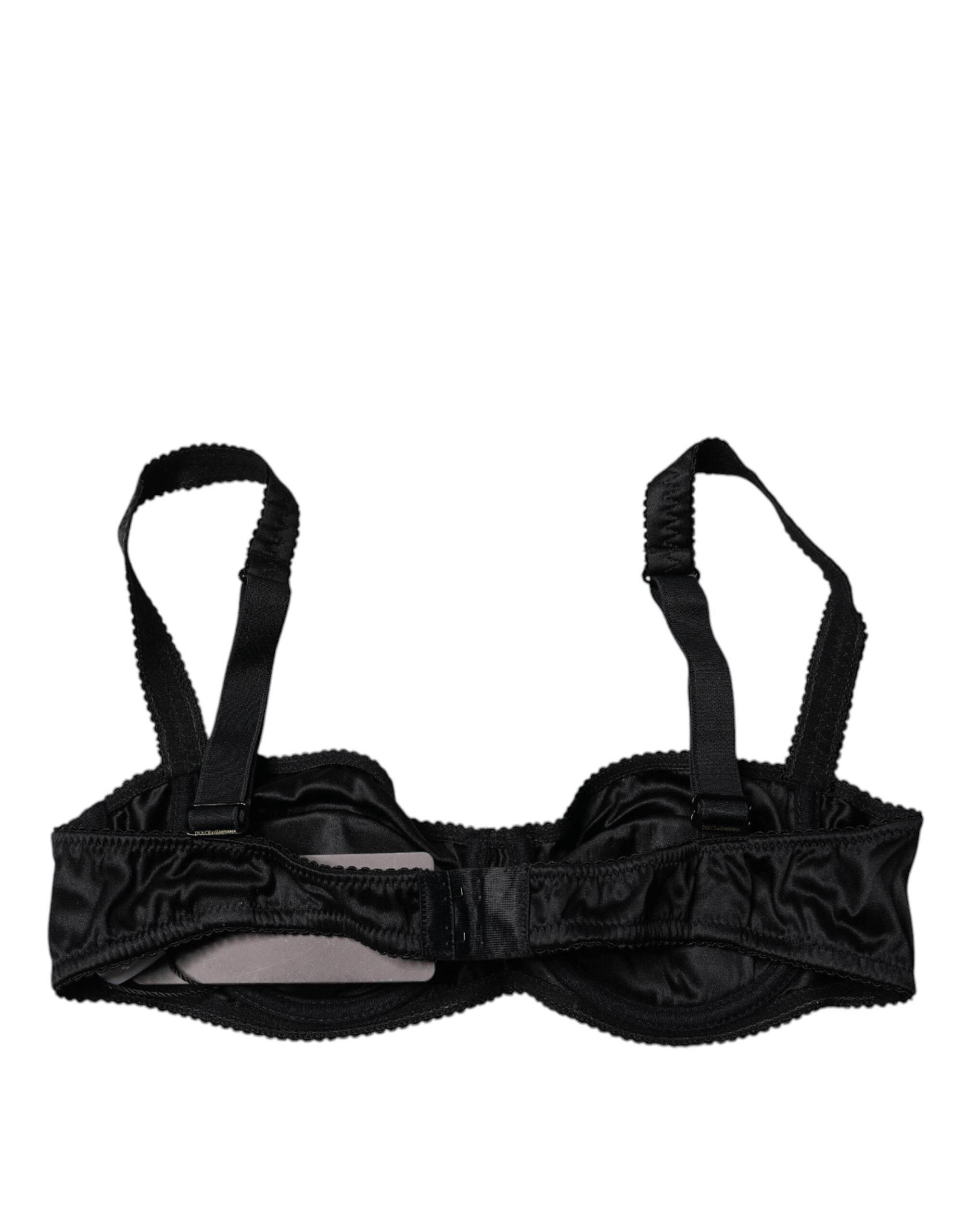 Dolce & Gabbana Black Silk Stretch Balconette Brassiere Underwear - Hilstor