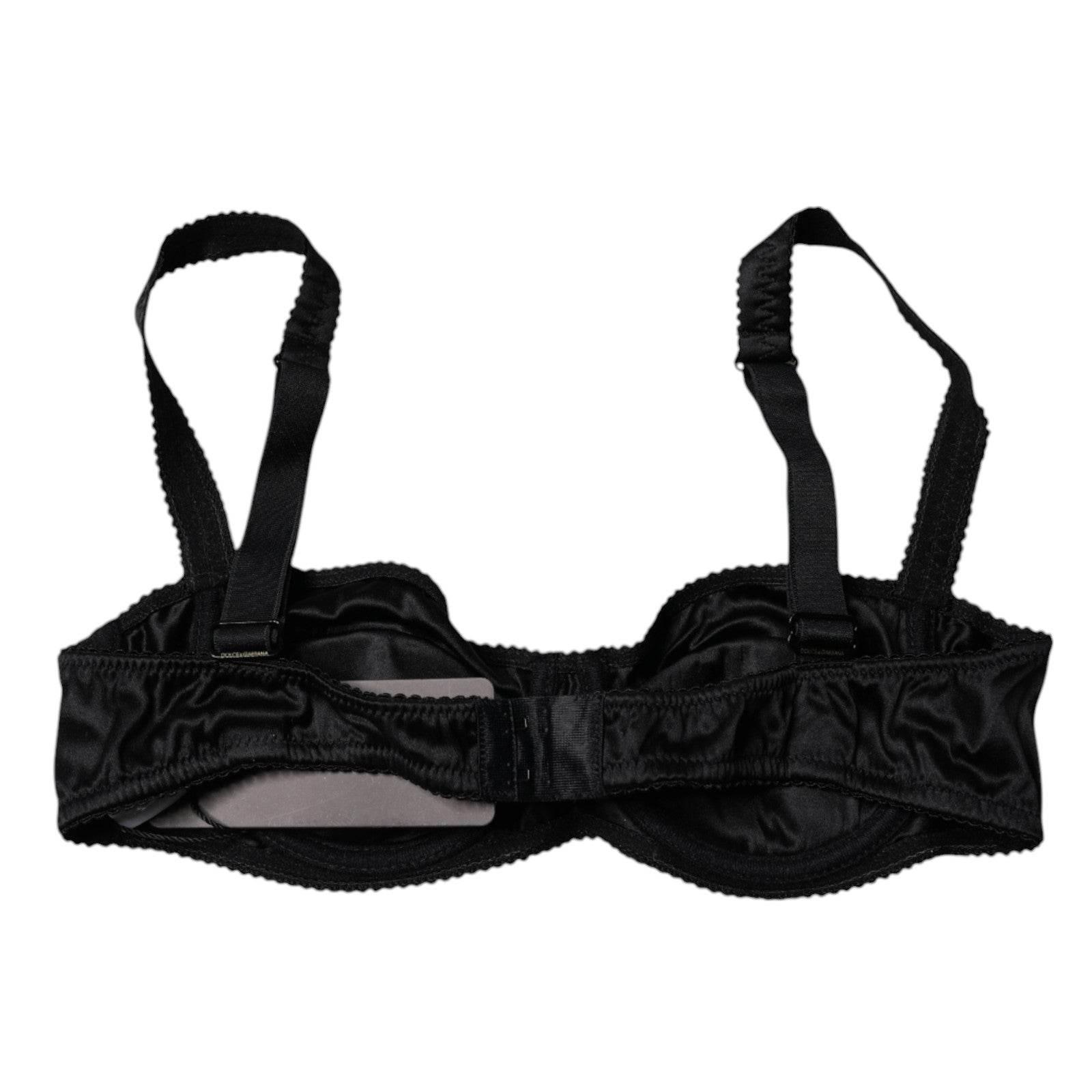 Dolce & Gabbana Black Silk Stretch Balconette Brassiere Underwear - Hilstor