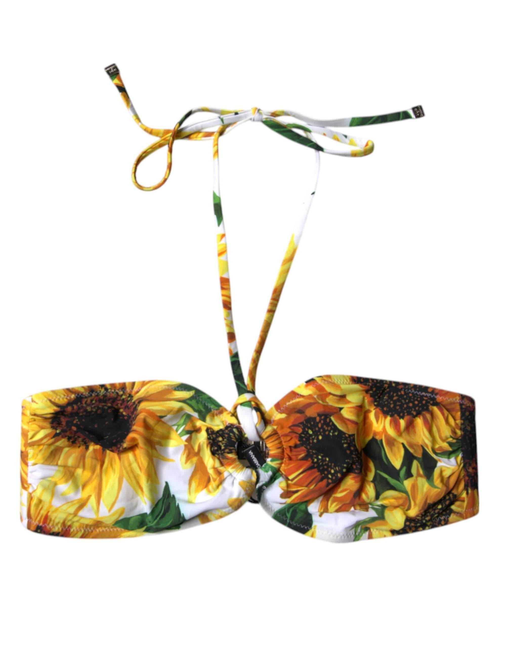Dolce & Gabbana Multicolor Floral Halter Beachwear Bikini Top Swimwear - Hilstor
