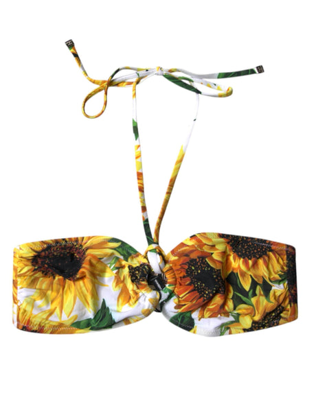 Dolce & Gabbana Multicolor Floral Halter Beachwear Bikini Top Swimwear - Hilstor