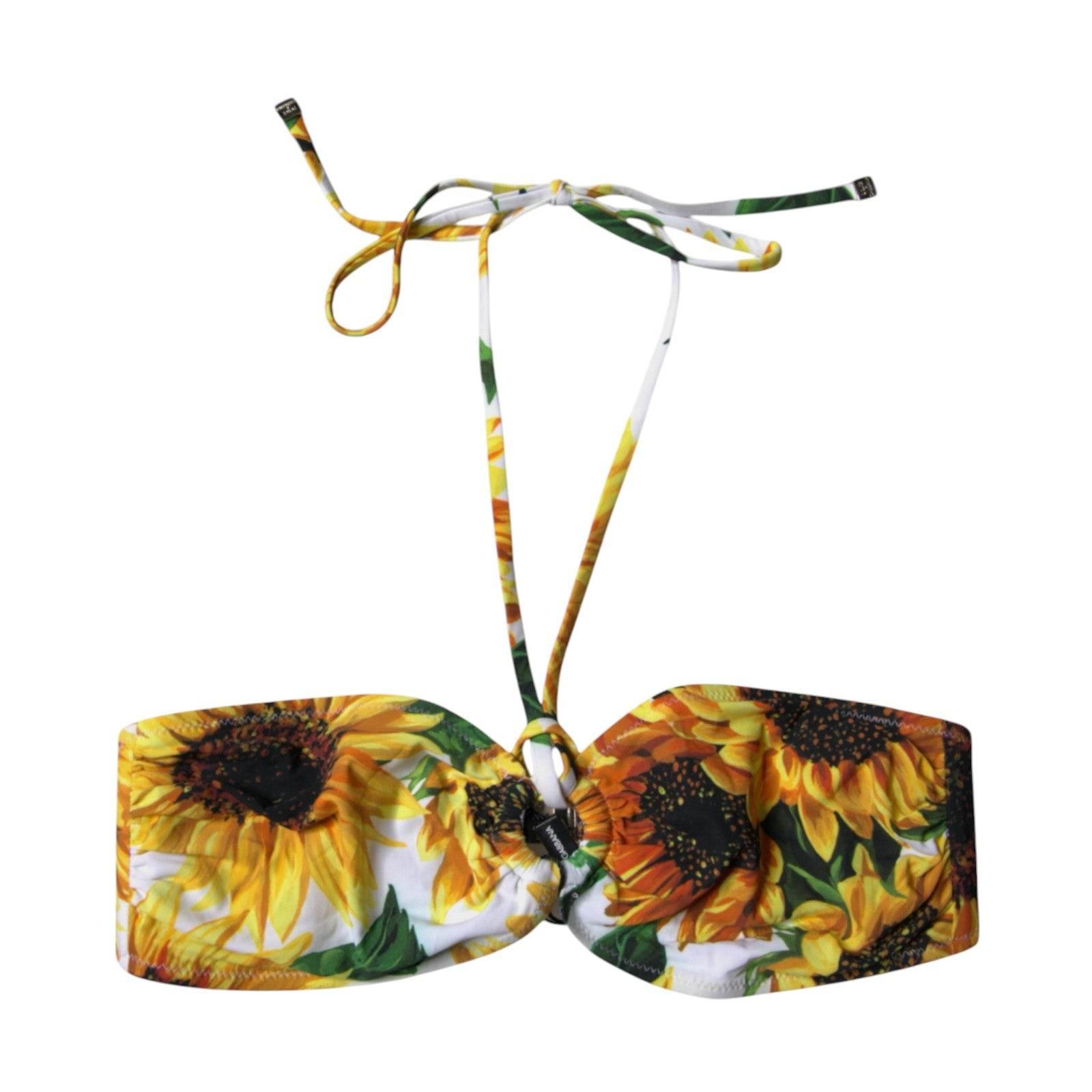 Dolce & Gabbana Multicolor Floral Halter Beachwear Bikini Top Swimwear - Hilstor