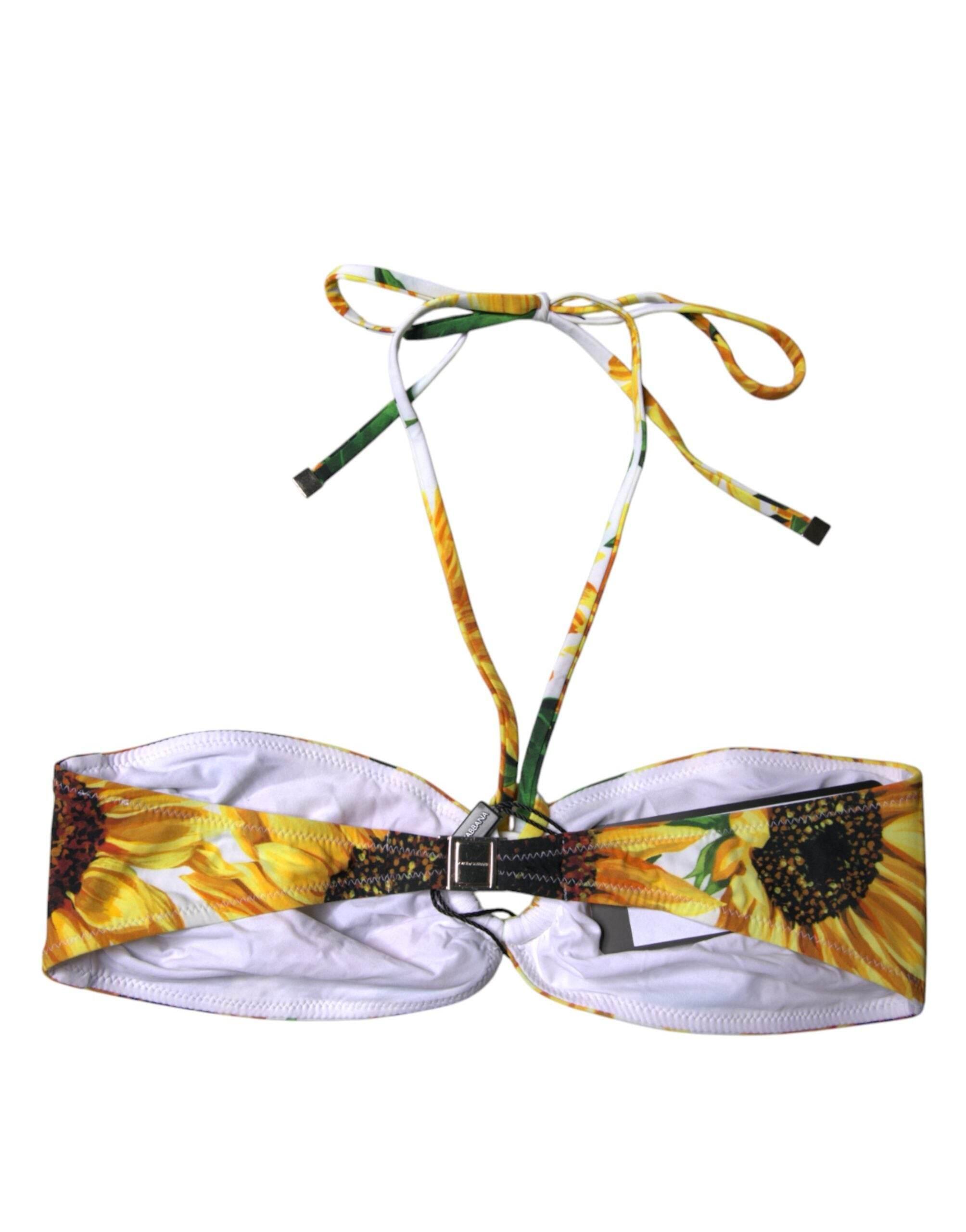 Dolce & Gabbana Multicolor Floral Halter Beachwear Bikini Top Swimwear - Hilstor