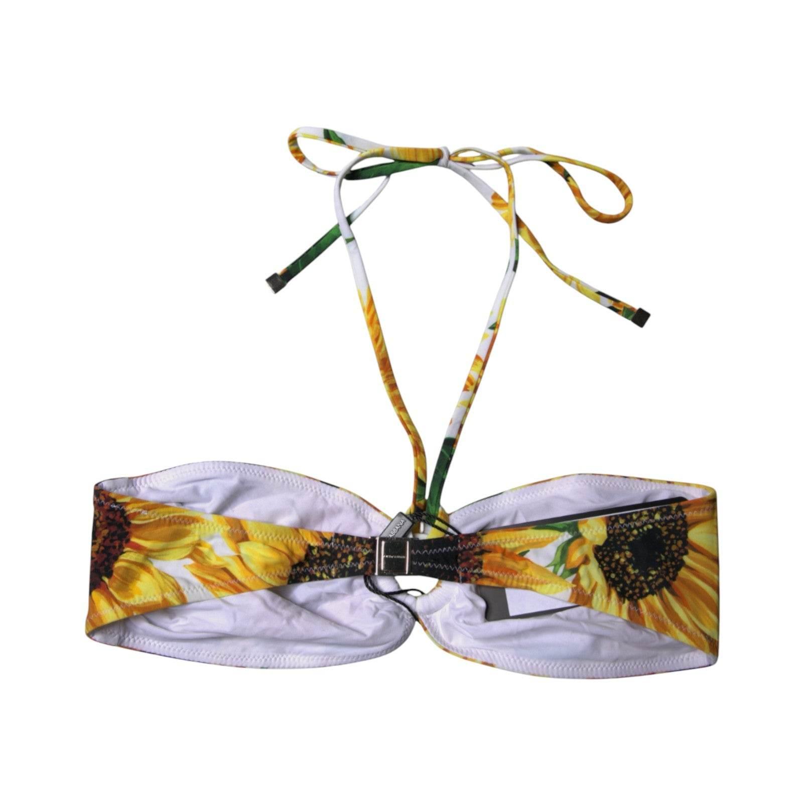Dolce & Gabbana Multicolor Floral Halter Beachwear Bikini Top Swimwear - Hilstor