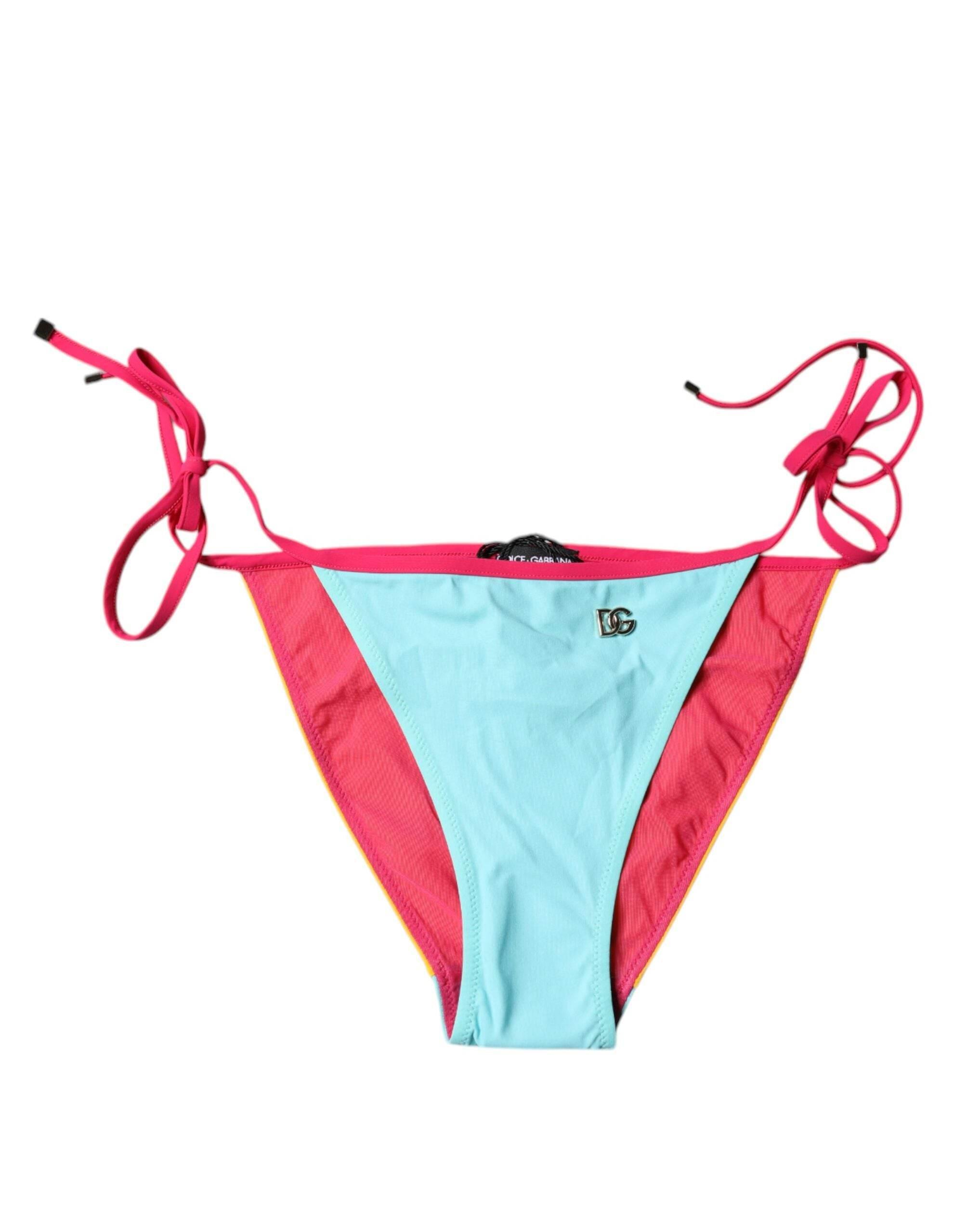 Dolce & Gabbana Multicolor Logo Swimsuit Bikini Bottom Swimwear - Hilstor