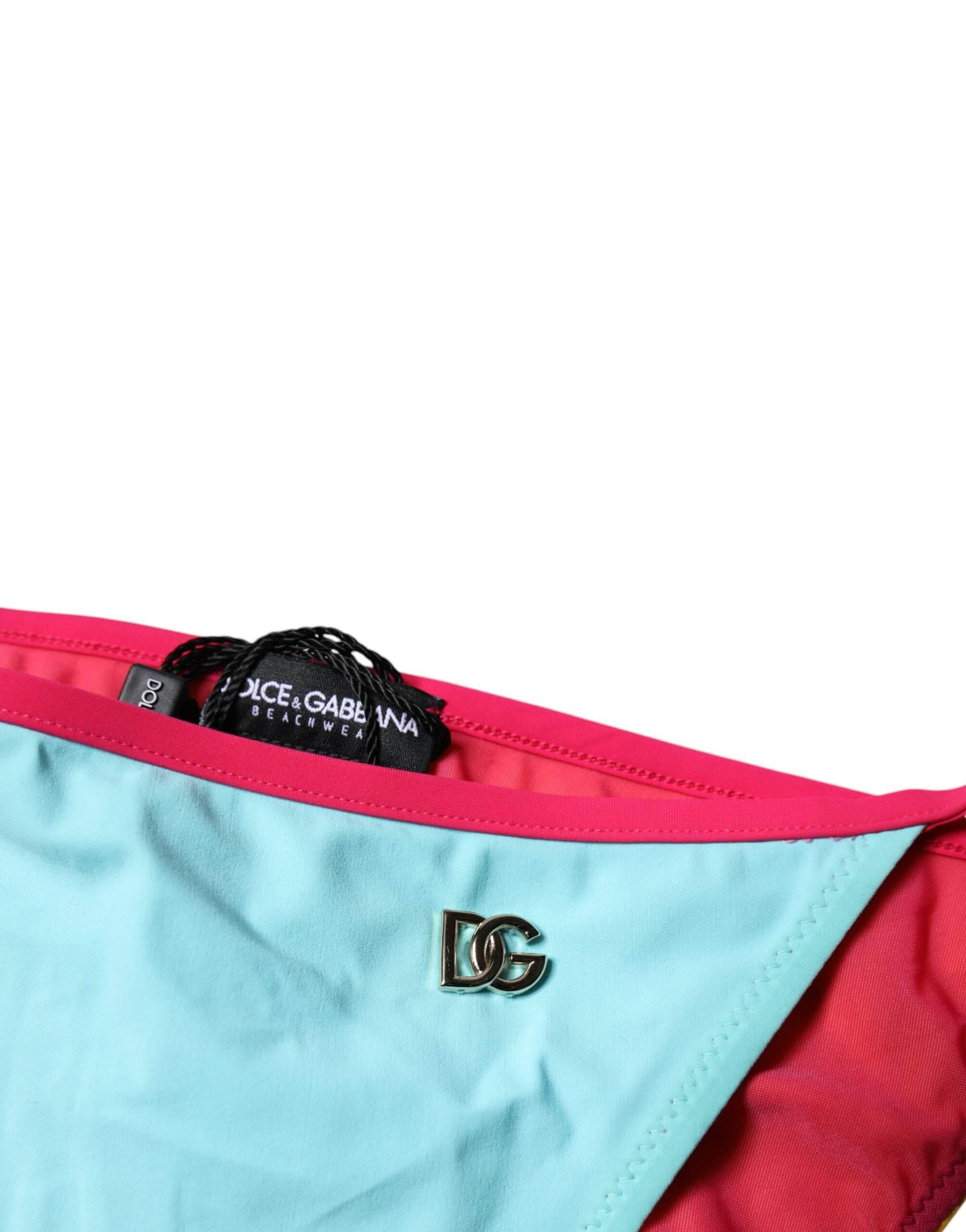 Dolce & Gabbana Multicolor Logo Swimsuit Bikini Bottom Swimwear - Hilstor