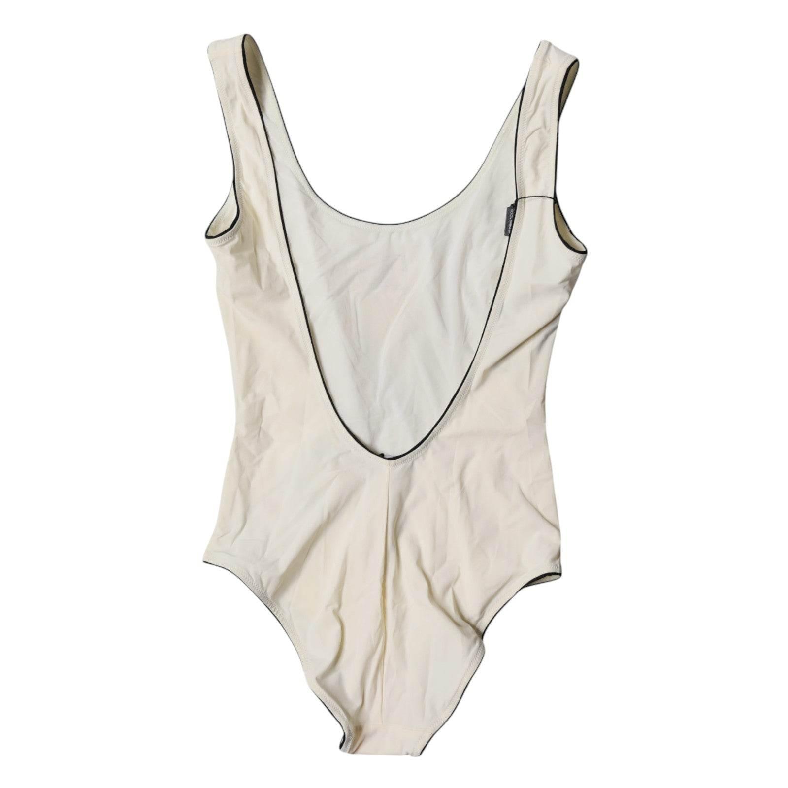 Dolce & Gabbana White Black Logo One Piece Beachwear Swimwear - Hilstor