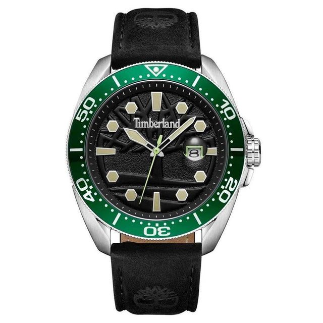 Timberland Black Leather Watch - Hilstor