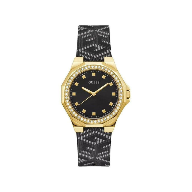 Guess Black Leather Watch - Hilstor