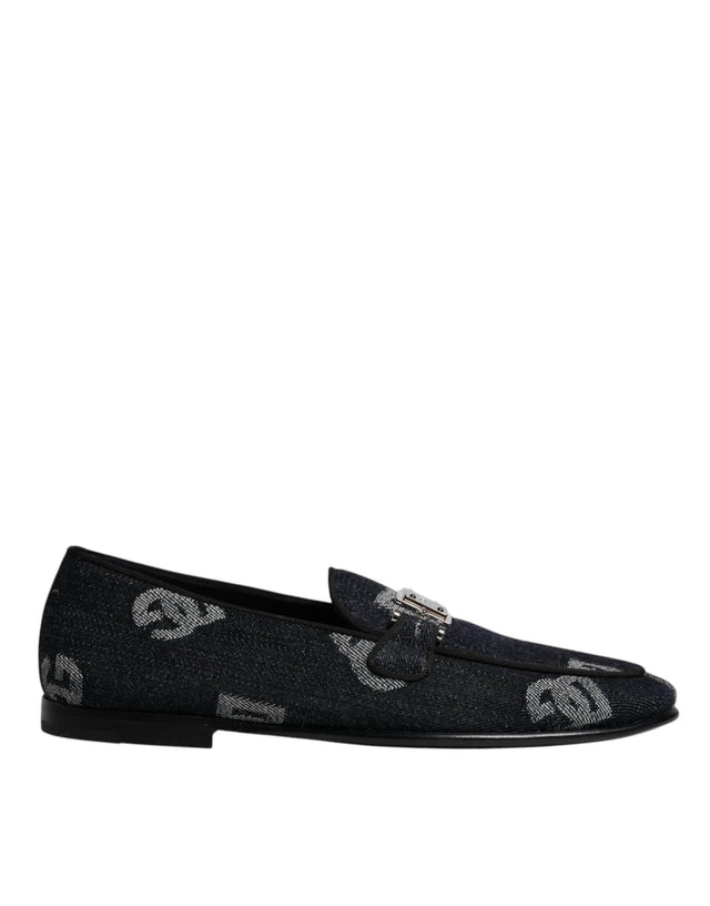 Dolce & Gabbana Black Logo Cotton Loafers Formal Dress Shoes - Hilstor
