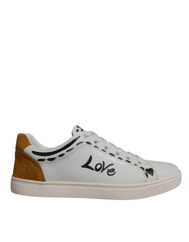 Dolce & Gabbana White Suede Leather Low Top Sneakers Shoes - Hilstor
