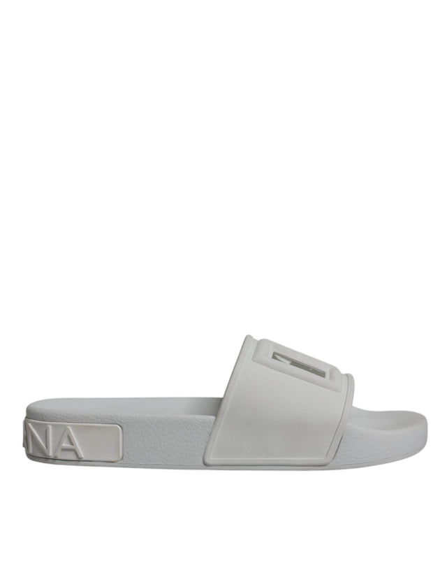 Dolce & Gabbana White Rubber Slides Sandals Beachwear Shoes - Hilstor