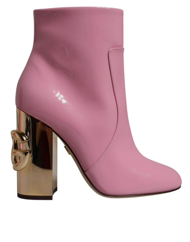 Dolce & Gabbana Pink Patent Leather Heel Mid Calf Boots Shoes - Hilstor