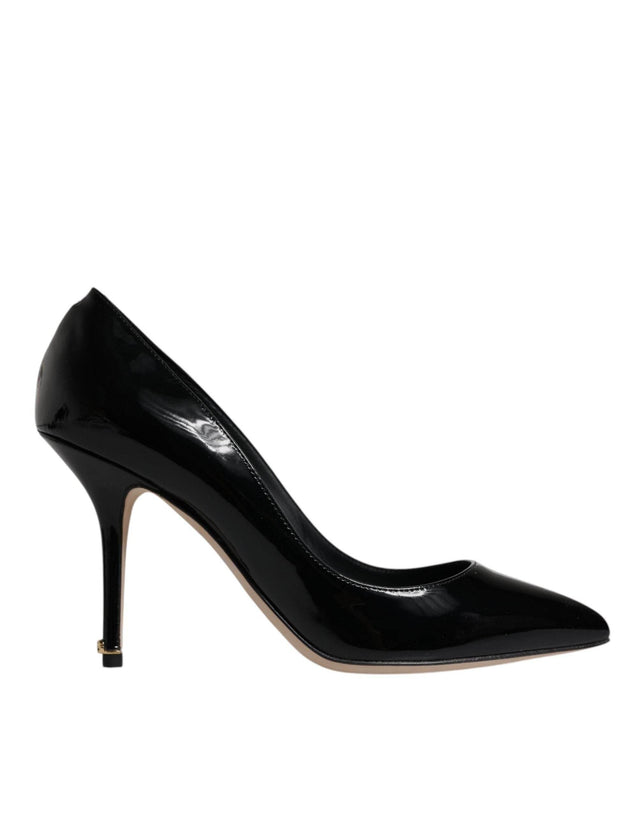 Dolce & Gabbana Black Patent Leather High Heels Pumps Shoes - Hilstor