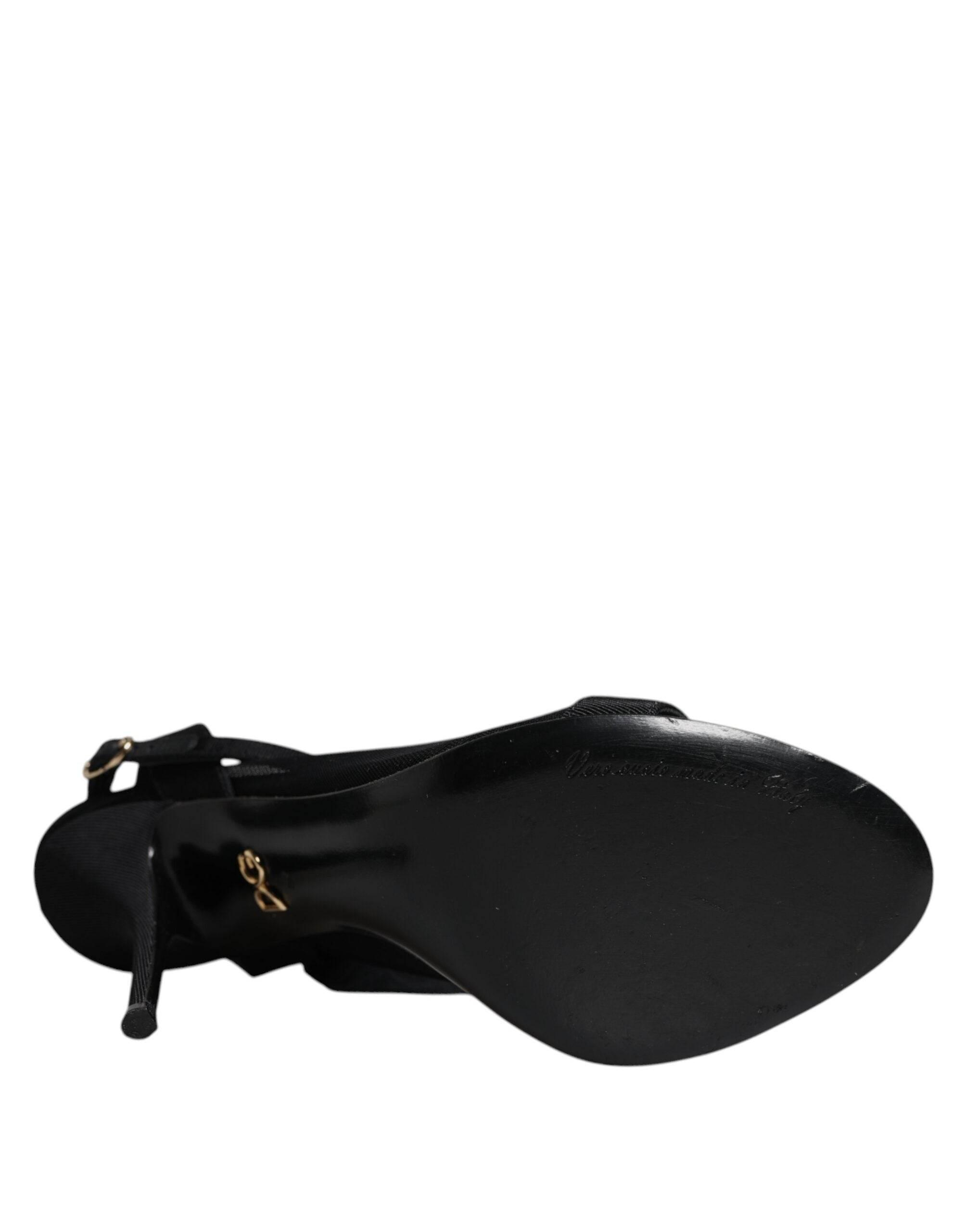 Dolce & Gabbana Black Tulle Stretch Heels Sandals Shoes - Hilstor