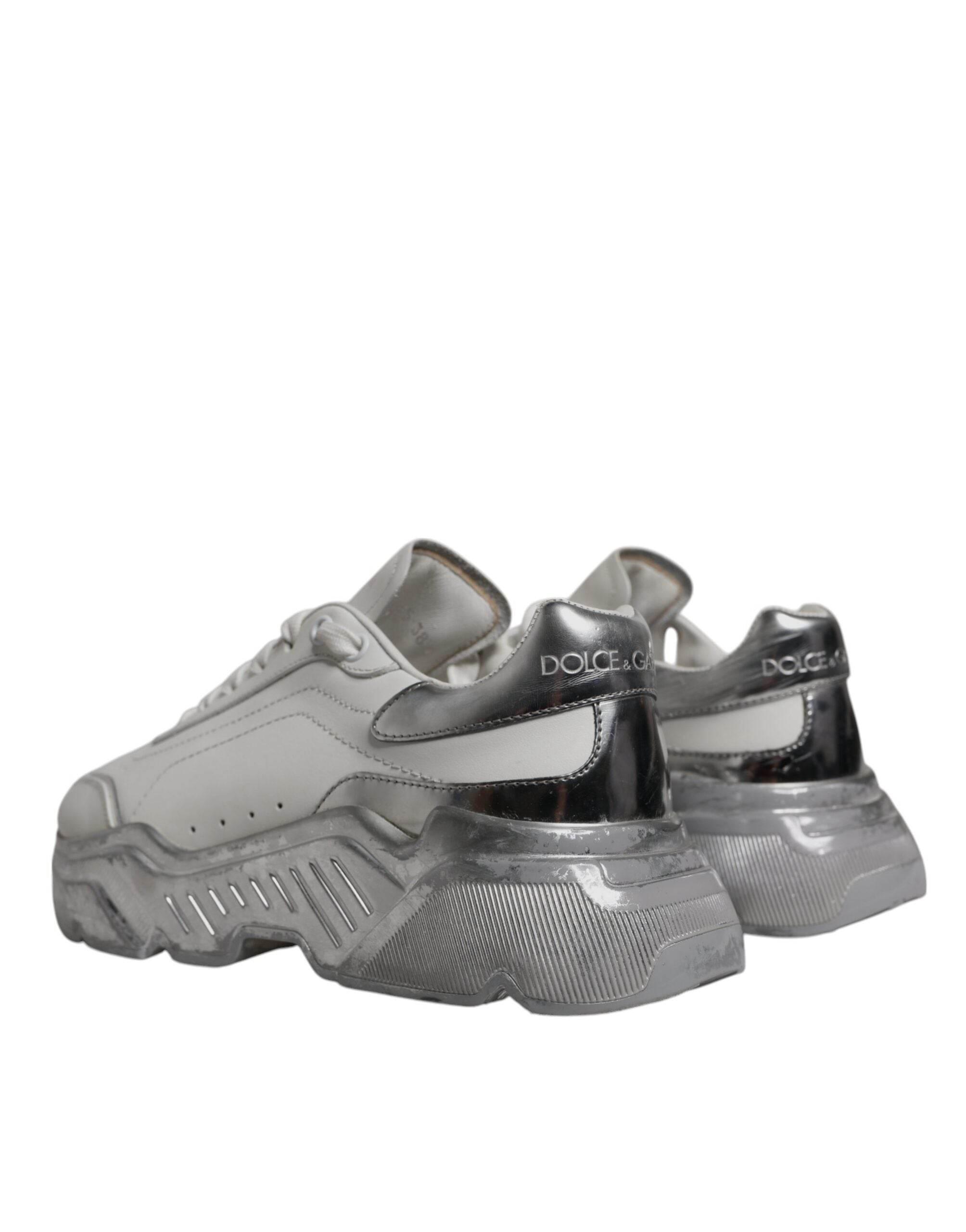 Dolce & Gabbana White Silver Daymaster Low Top Sneaker Shoes - Hilstor