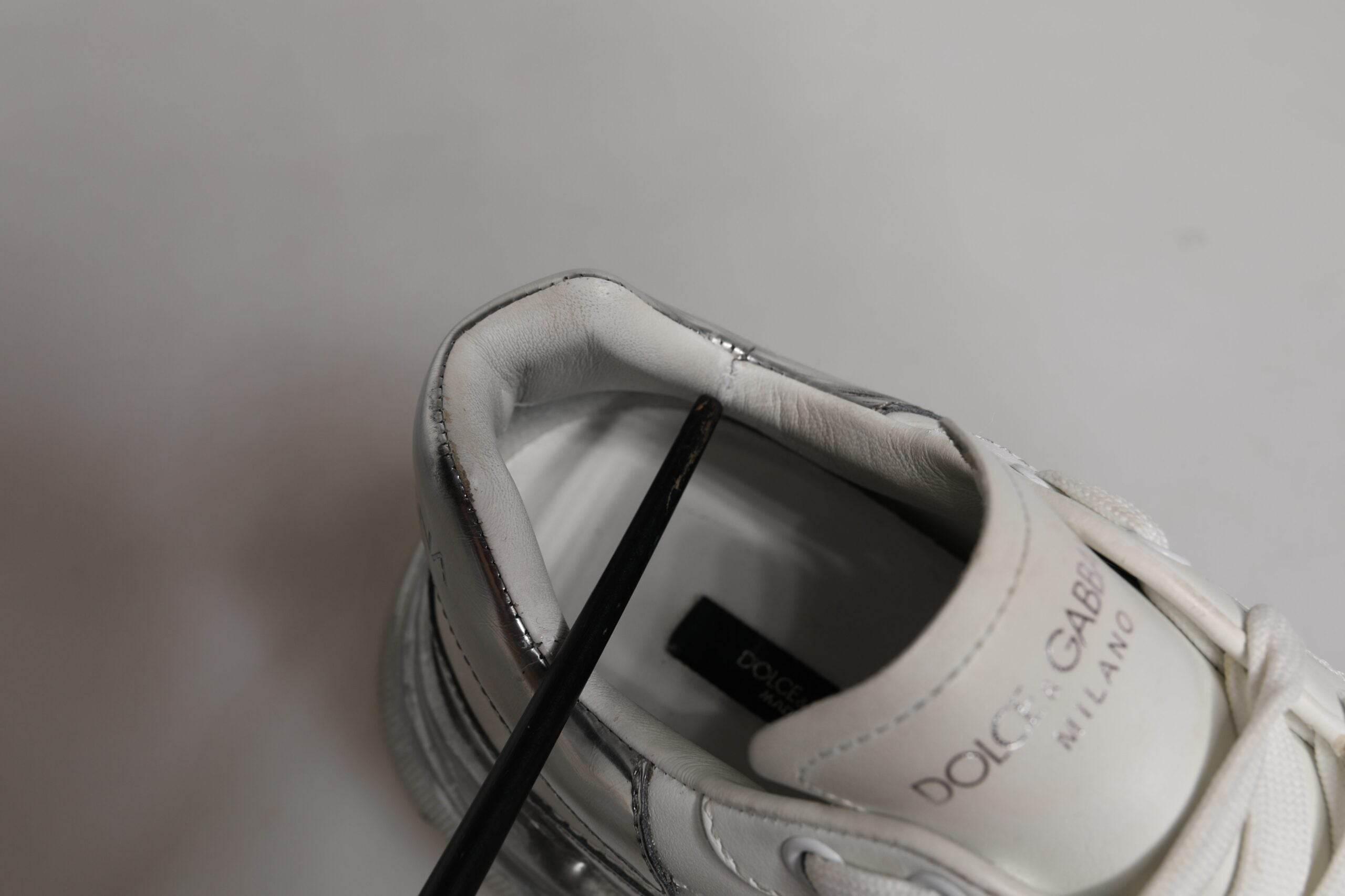 Dolce & Gabbana White Silver Daymaster Low Top Sneaker Shoes - Hilstor