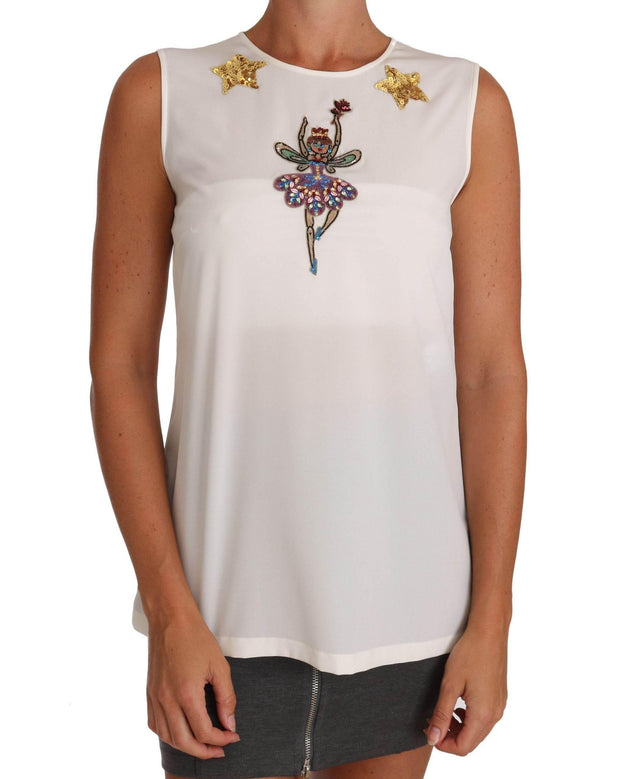 Dolce & Gabbana Enchanted Crystal-Embellished Silk Blouse - Hilstor