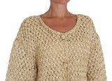 Dolce & Gabbana Chic Beige Crochet Knitted Raffia Cardigan - Hilstor