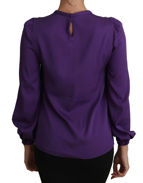 Dolce & Gabbana Enchanted Purple Silk Crystal Blouse - Hilstor