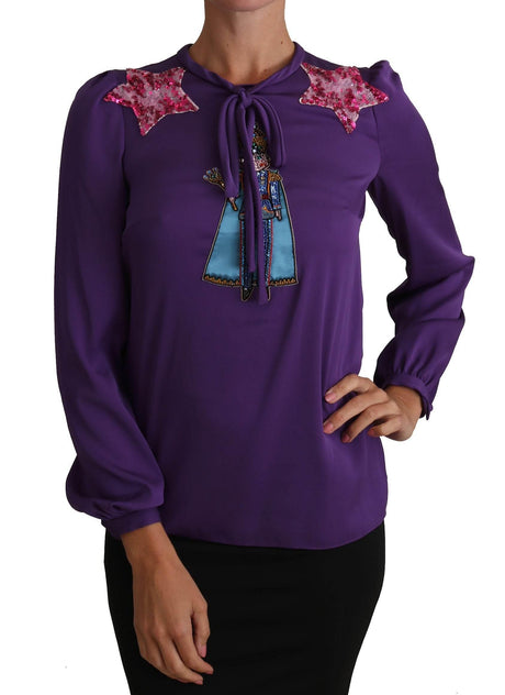 Dolce & Gabbana Enchanted Purple Silk Crystal Blouse - Hilstor