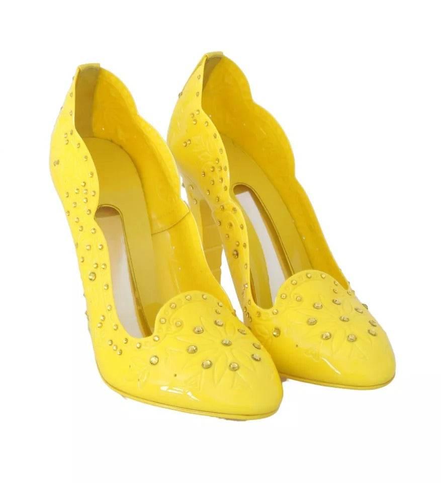 Dolce & Gabbana Yellow Crystal Heels CINDERELLA Shoes - Hilstor
