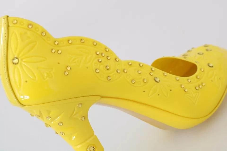 Dolce & Gabbana Yellow Crystal Heels CINDERELLA Shoes - Hilstor