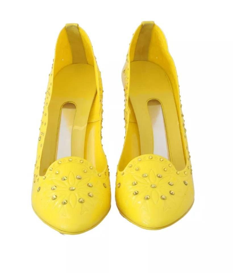 Dolce & Gabbana Yellow Crystal Heels CINDERELLA Shoes - Hilstor