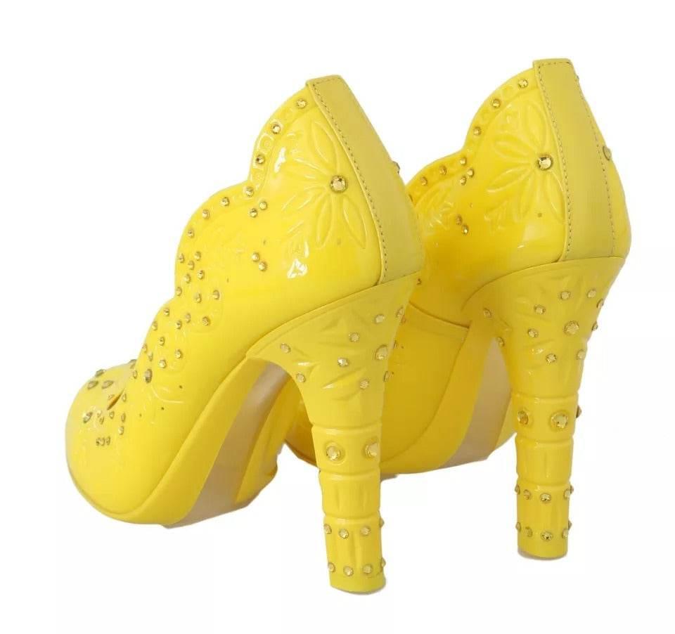 Dolce & Gabbana Yellow Crystal Heels CINDERELLA Shoes - Hilstor