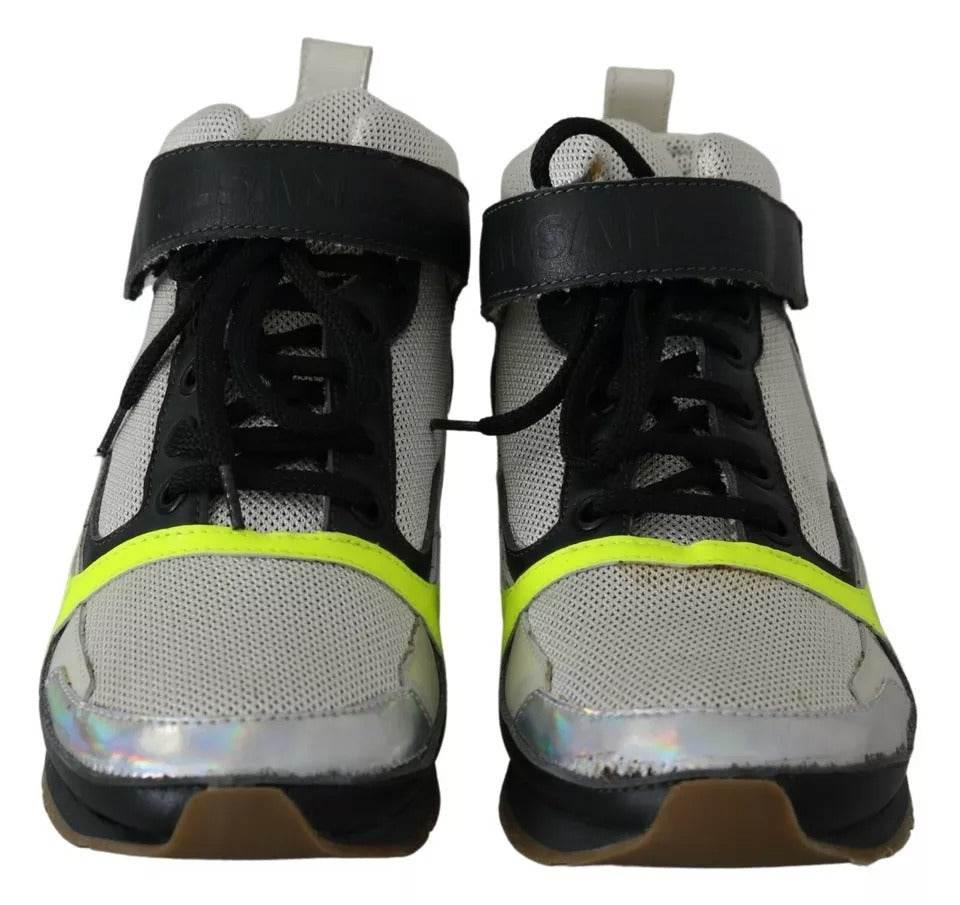 Jil Sander Fog Gray Neon Green Black Lace-Up Strap Shoes - Hilstor