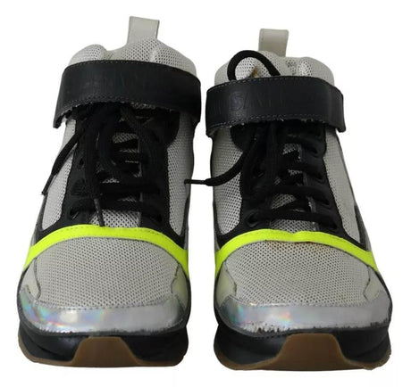 Jil Sander Fog Gray Neon Green Black Lace-Up Strap Shoes - Hilstor