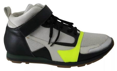Jil Sander Fog Gray Neon Green Black Lace-Up Strap Shoes - Hilstor