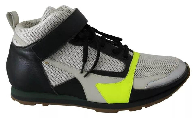 Jil Sander Fog Gray Neon Green Black Lace-Up Strap Shoes - Hilstor