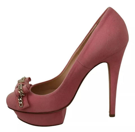 Elisabetta Franchi Pink Bow Stiletto Heel Pumps Shoes - Hilstor