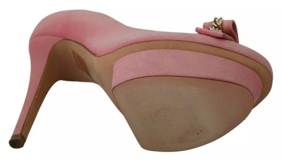 Elisabetta Franchi Pink Bow Stiletto Heel Pumps Shoes - Hilstor