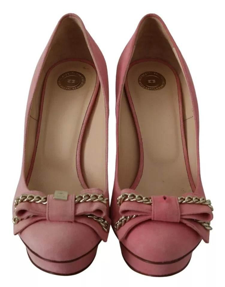 Elisabetta Franchi Pink Bow Stiletto Heel Pumps Shoes - Hilstor
