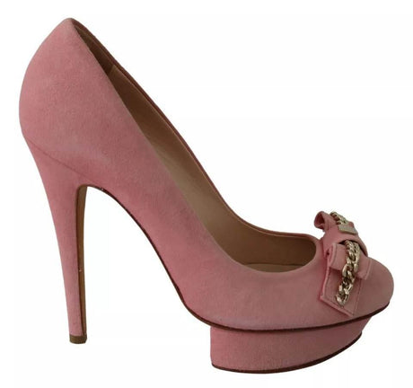 Elisabetta Franchi Pink Bow Stiletto Heel Pumps Shoes - Hilstor